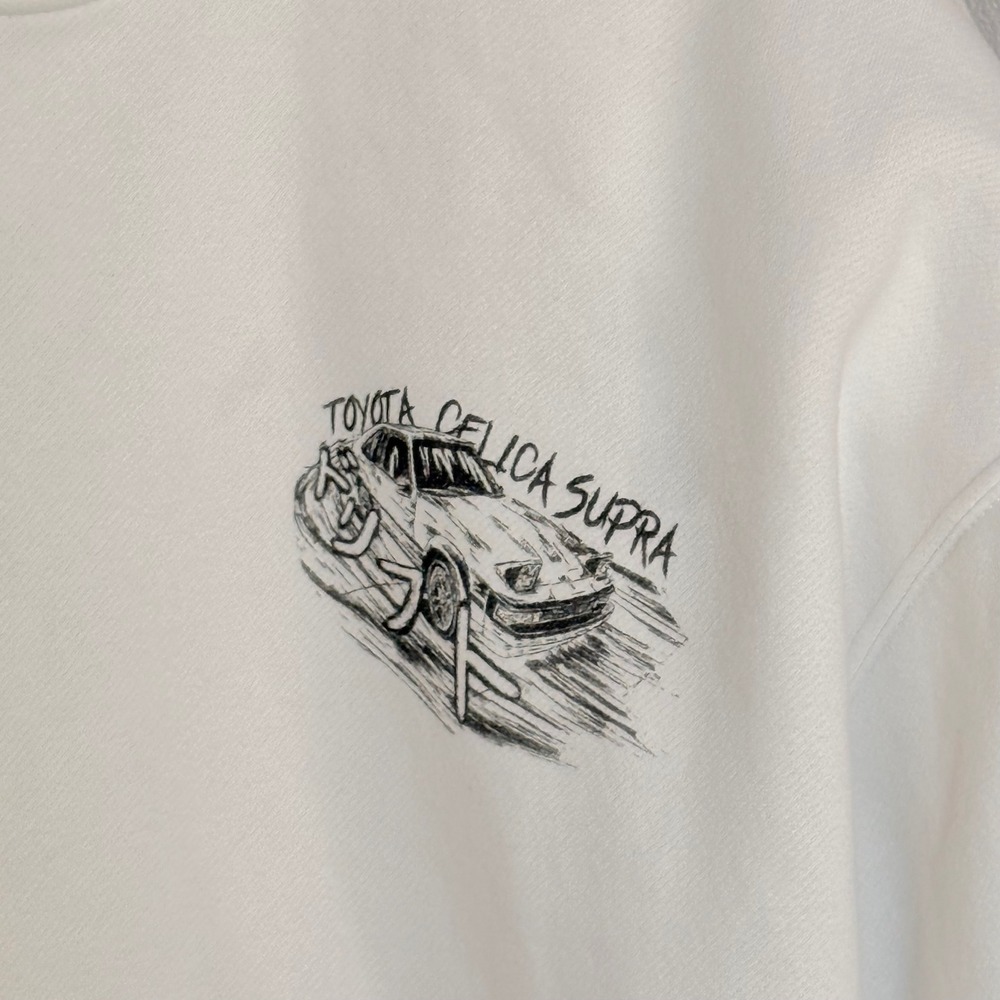 Hollister Toyota Celica Supra Graphic Hoodie White Boxy Fit Mens Medium JDM Car - Picture 10 of 12